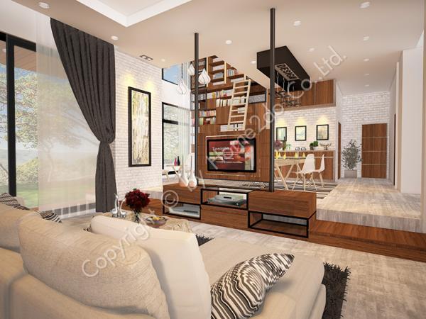 Design Homeplan : Tropical Modern 303, Living Room